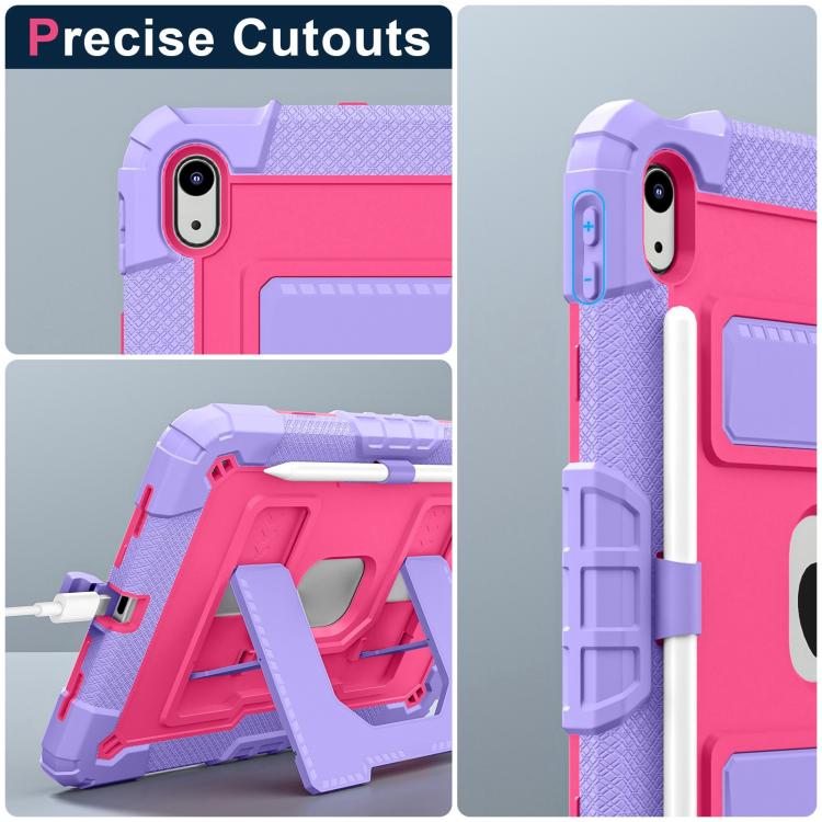 For iPad 2025 / 2022 Big Holder Silicone Hydric PC Tablet Case with Shoulder Strap(Purple Rose Red) - iPad 2025 / 2022 Cases by buy2fix | Online Shopping UK | buy2fix