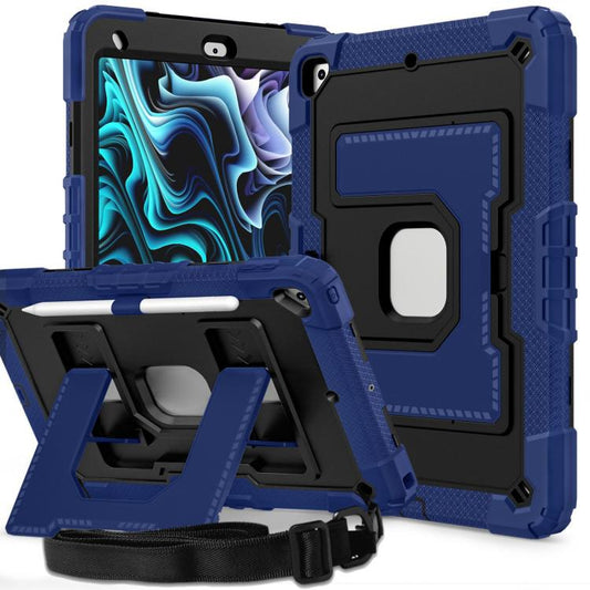 For iPad 10.2 1021 / 10.5 2019 Big Holder Silicone Hydric PC Tablet Case with Shoulder Strap(Navy Black) - iPad 10.2 Cases by buy2fix | Online Shopping UK | buy2fix