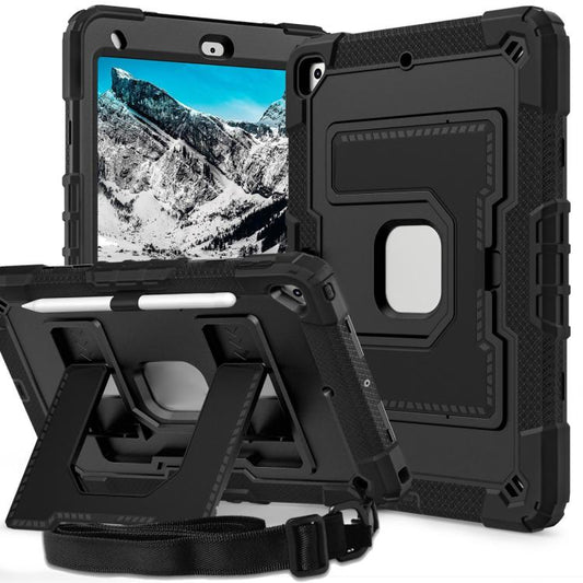 For iPad 10.2 1021 / 10.5 2019 Big Holder Silicone Hydric PC Tablet Case with Shoulder Strap(Black) - iPad 10.2 Cases by buy2fix | Online Shopping UK | buy2fix