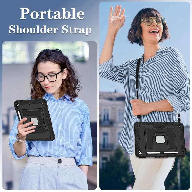 For iPad 10.2 1021 / 10.5 2019 Big Holder Silicone Hydric PC Tablet Case with Shoulder Strap(Black) - iPad 10.2 Cases by buy2fix | Online Shopping UK | buy2fix