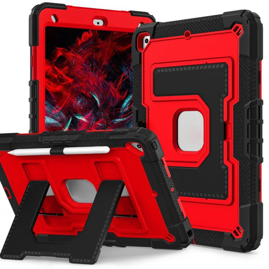 For iPad 10.2 1021 / 10.5 2019 Big Holder Silicone Hydric PC Tablet Case with Shoulder Strap(Black Red) - iPad 10.2 Cases by buy2fix | Online Shopping UK | buy2fix