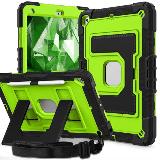 For iPad 10.2 1021 / 10.5 2019 Big Holder Silicone Hydric PC Tablet Case with Shoulder Strap(Black Olivine) - iPad 10.2 Cases by buy2fix | Online Shopping UK | buy2fix