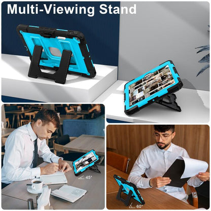 For iPad 10.2 1021 / 10.5 2019 Big Holder Silicone Hydric PC Tablet Case with Shoulder Strap(Black Blue) - iPad 10.2 Cases by buy2fix | Online Shopping UK | buy2fix