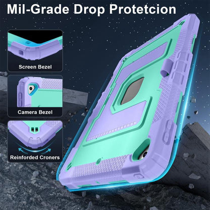 For iPad 10.2 1021 / 10.5 2019 Big Holder Silicone Hydric PC Tablet Case with Shoulder Strap(Purple Mint) - iPad 10.2 Cases by buy2fix | Online Shopping UK | buy2fix