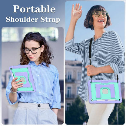 For iPad 10.2 1021 / 10.5 2019 Big Holder Silicone Hydric PC Tablet Case with Shoulder Strap(Purple Mint) - iPad 10.2 Cases by buy2fix | Online Shopping UK | buy2fix