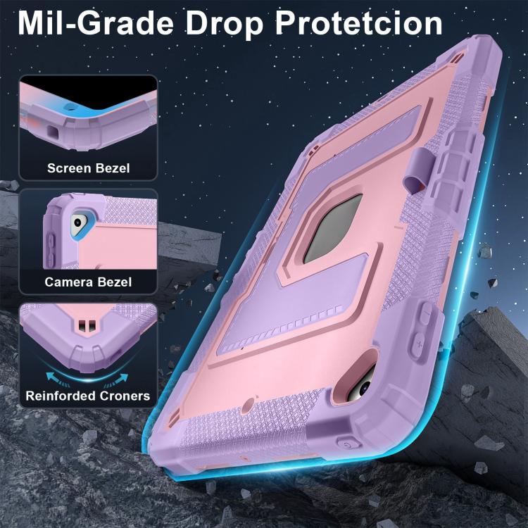 For iPad 10.2 1021 / 10.5 2019 Big Holder Silicone Hydric PC Tablet Case with Shoulder Strap(Purple Rose Gold) - iPad 10.2 Cases by buy2fix | Online Shopping UK | buy2fix