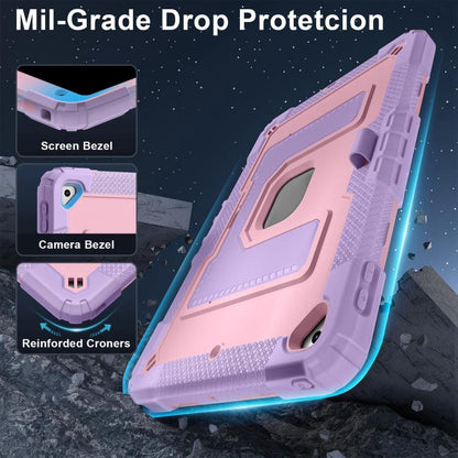 For iPad 10.2 1021 / 10.5 2019 Big Holder Silicone Hydric PC Tablet Case with Shoulder Strap(Purple Rose Gold) - iPad 10.2 Cases by buy2fix | Online Shopping UK | buy2fix