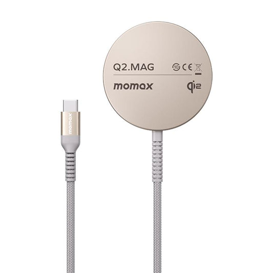 MOMAX UD32L Q2.Mag Portable Qi2 Magnetic Wireless Charger 15W(Titanium Gold) - Wireless Charger by MOMAX | Online Shopping UK | buy2fix