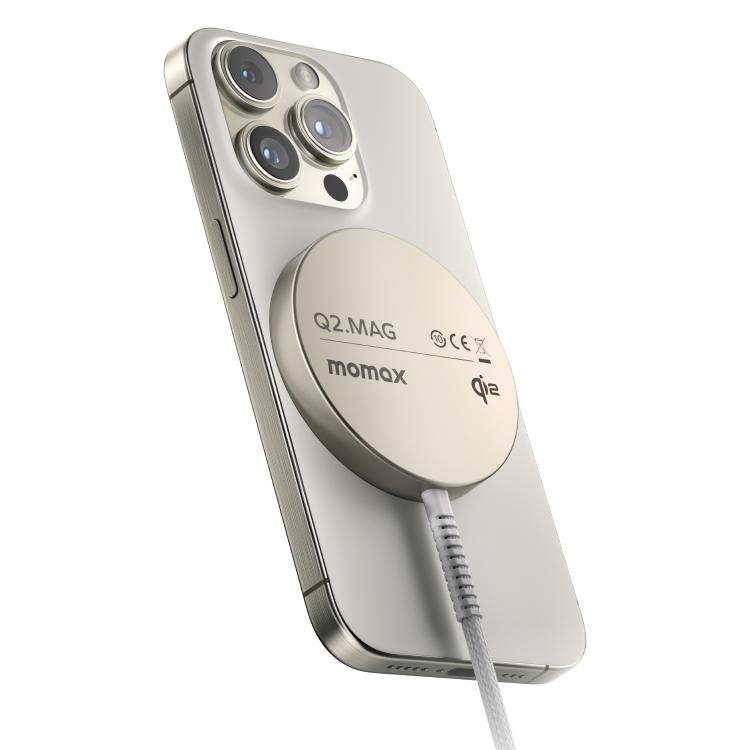 MOMAX UD32L Q2.Mag Portable Qi2 Magnetic Wireless Charger 15W(Titanium Gold) - Wireless Charger by MOMAX | Online Shopping UK | buy2fix