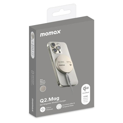 MOMAX UD32L Q2.Mag Portable Qi2 Magnetic Wireless Charger 15W(Titanium Gold) - Wireless Charger by MOMAX | Online Shopping UK | buy2fix