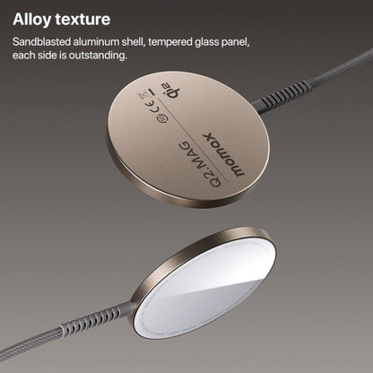 MOMAX UD32L Q2.Mag Portable Qi2 Magnetic Wireless Charger 15W(Titanium Gold) - Wireless Charger by MOMAX | Online Shopping UK | buy2fix