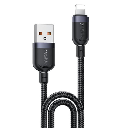 Yesido CA133L 12W 2.4A USB to 8 Pin Charging Data Cable, Length:2m(Black)