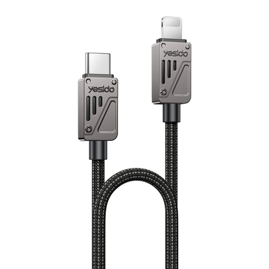 Yesido CA195 27W 3A USB-C / Type-C to 8 Pin Zinc Alloy Data Cable, Length:1.2m(Black)