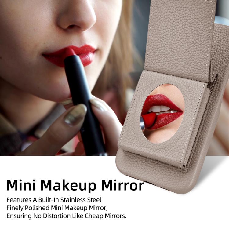 For iPhone 15 Pro Litchi Texture Vertical Card Bag Holder Phone Case with Long Lanyard(Grey) - iPhone 15 Pro Cases by buy2fix | Online Shopping UK | buy2fix