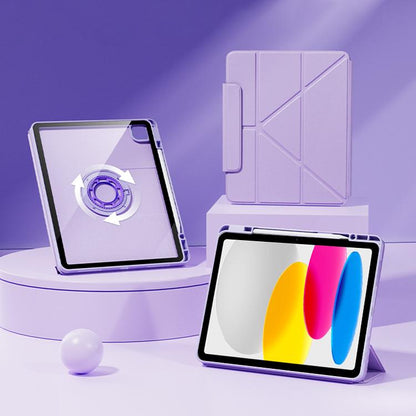 For iPad 2025 / 2022 Relieve Stress Rotatable Y-Fold Leather Tablet Case(Purple) - iPad 2025 / 2022 Cases by buy2fix | Online Shopping UK | buy2fix