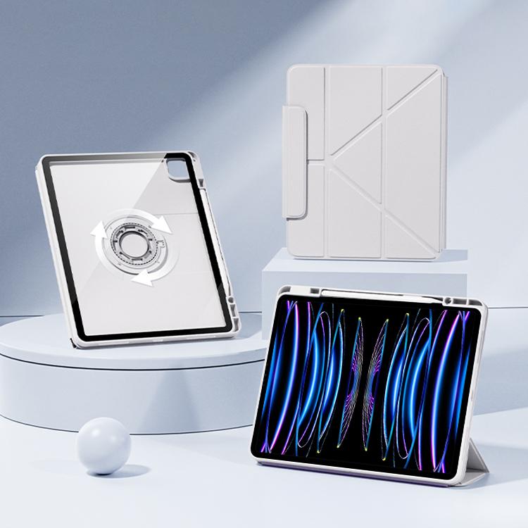 For iPad Air 13 2025 / 2024 / Pro 12.9 Relieve Stress Rotatable Y-Fold Leather Tablet Case(Grey) - iPad Air 13 2025 / 2024 Cases by buy2fix | Online Shopping UK | buy2fix