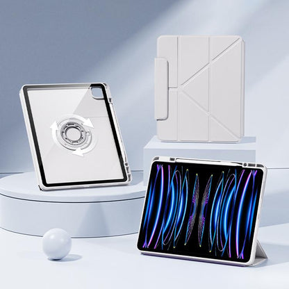 For iPad Air 13 2025 / 2024 / Pro 12.9 Relieve Stress Rotatable Y-Fold Leather Tablet Case(Grey) - iPad Air 13 2025 / 2024 Cases by buy2fix | Online Shopping UK | buy2fix