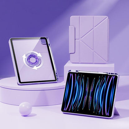For iPad Air 13 2025 / 2024 / Pro 12.9 Relieve Stress Rotatable Y-Fold Leather Tablet Case(Purple) - iPad Air 13 2025 / 2024 Cases by buy2fix | Online Shopping UK | buy2fix