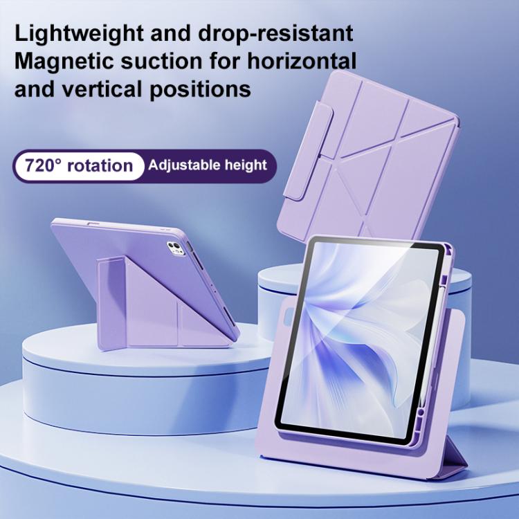 For iPad Air 11 2025 / 2024 Relieve Stress Rotatable Y-Fold Leather Tablet Case(Purple) - iPad Air 11 2025 / 2024 Cases by buy2fix | Online Shopping UK | buy2fix