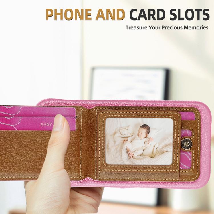 For iPhone 15 Pro Litchi Texture Leather Ring Card Bag Holder Phone Case(Pink) - iPhone 15 Pro Cases by buy2fix | Online Shopping UK | buy2fix