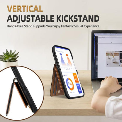 For iPhone 14 / 13 Litchi Texture Leather Ring Card Bag Holder Phone Case(Black) - iPhone 14 Cases by buy2fix | Online Shopping UK | buy2fix