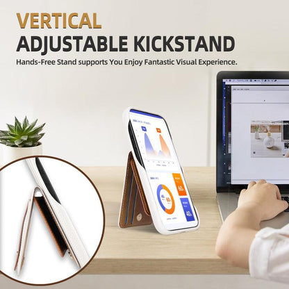 For iPhone 14 / 13 Litchi Texture Leather Ring Card Bag Holder Phone Case(White) - iPhone 14 Cases by buy2fix | Online Shopping UK | buy2fix