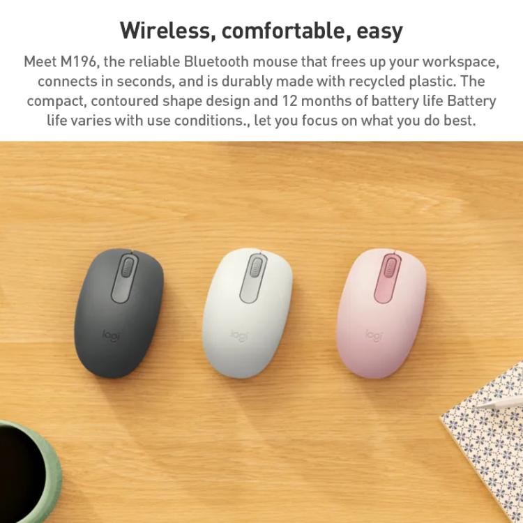 Logitech M196 1000DPI Bluetooth Wireless Mouse(Grey) - Wireless Mice by Logitech | Online Shopping UK | buy2fix