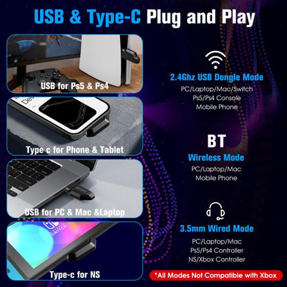 KOTION EACH GS400 Ultra Over Ear Bluetooth Wired 2.4GHz Tri-mode Gaming Headset(Black) - Multimedia Headset by KOTION EACH | Online Shopping UK | buy2fix