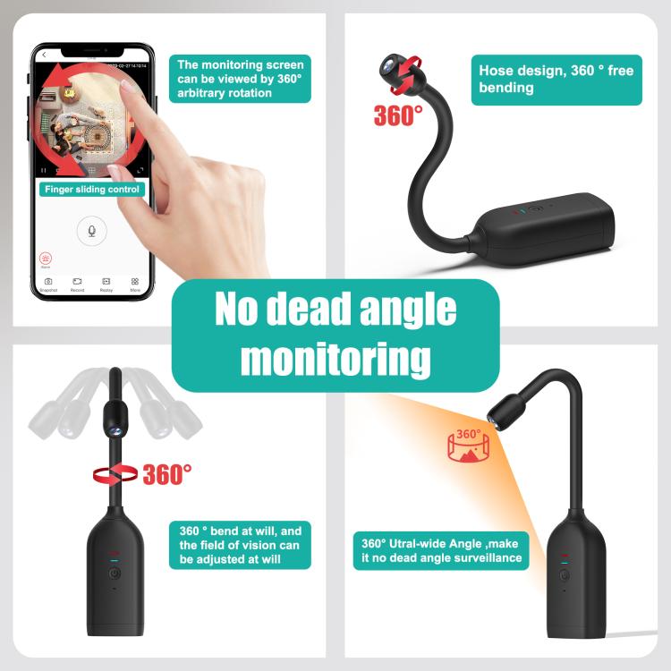 QJ700 1080P HD WiFi Panoramic 360-degree Snake Tube Camera, Support Motion Detection(Black) - Mini Camera by buy2fix | Online Shopping UK | buy2fix