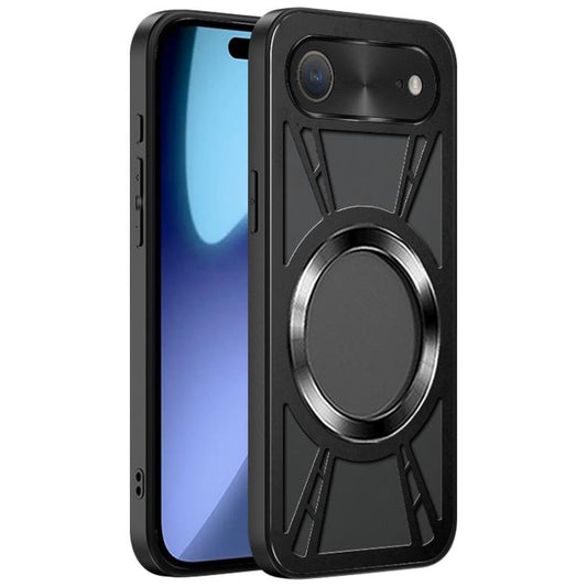 For iPhone Air Silicone Cooling Hollow Metal MagSafe Phone Case(Black) - iPhone Air Cases by buy2fix | Online Shopping UK | buy2fix