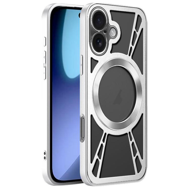 For iPhone 17 Silicone Cooling Hollow Metal MagSafe Phone Case(Silver) - iPhone 17 Cases by buy2fix | Online Shopping UK | buy2fix