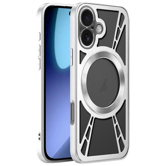 For iPhone 17 Silicone Cooling Hollow Metal MagSafe Phone Case(Silver) - iPhone 17 Cases by buy2fix | Online Shopping UK | buy2fix
