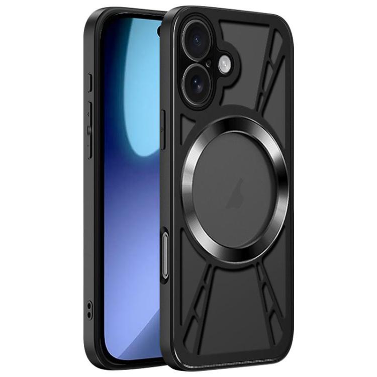 For iPhone 17 Silicone Cooling Hollow Metal MagSafe Phone Case(Black) - iPhone 17 Cases by buy2fix | Online Shopping UK | buy2fix