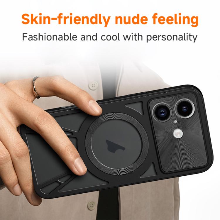 For iPhone 17 Pro Max Silicone Cooling Hollow Metal MagSafe Phone Case(Silver) - iPhone 17 Pro Max Cases by buy2fix | Online Shopping UK | buy2fix