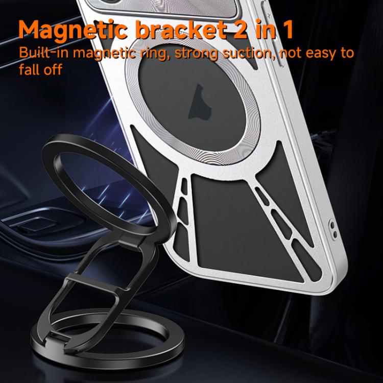 For iPhone 17 Pro Max Silicone Cooling Hollow Metal MagSafe Phone Case(Black) - iPhone 17 Pro Max Cases by buy2fix | Online Shopping UK | buy2fix