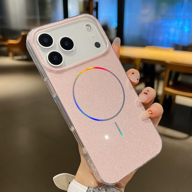 For iPhone 17 Pro Max Glitter Powder Plating MagSafe IMD Full Coverage Phone Case(Pink) - iPhone 17 Pro Max Cases by buy2fix | Online Shopping UK | buy2fix