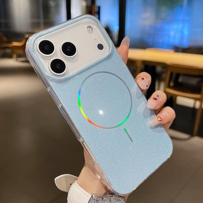 For iPhone 17 Pro Max Glitter Powder Plating MagSafe IMD Full Coverage Phone Case(Blue) - iPhone 17 Pro Max Cases by buy2fix | Online Shopping UK | buy2fix