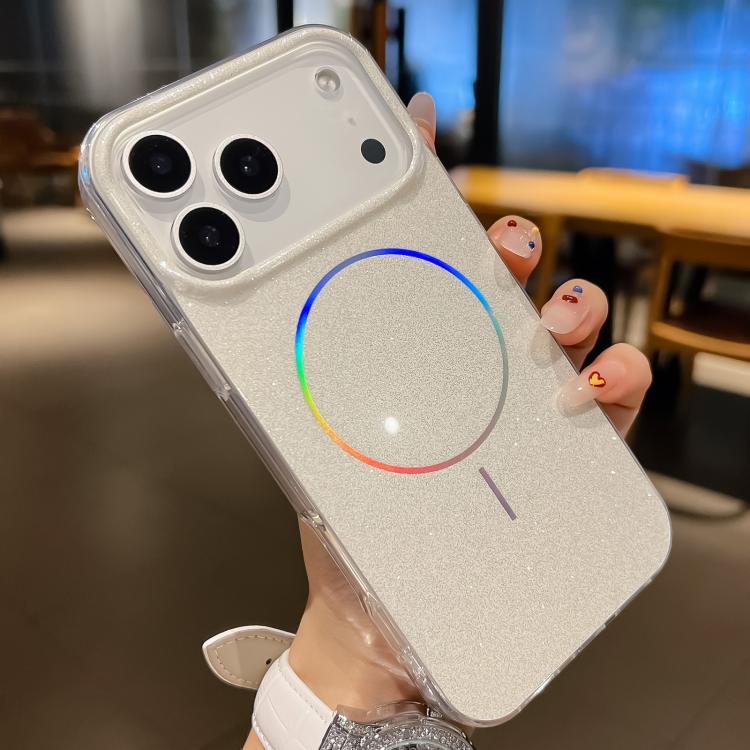For iPhone 17 Pro Glitter Powder Plating MagSafe IMD Full Coverage Phone Case(White) - iPhone 17 Pro Cases by buy2fix | Online Shopping UK | buy2fix