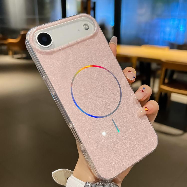 For iPhone Air Glitter Powder Plating MagSafe IMD Full Coverage Phone Case(Pink) - iPhone Air Cases by buy2fix | Online Shopping UK | buy2fix