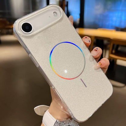 For iPhone Air Glitter Powder Plating MagSafe IMD Full Coverage Phone Case(White) - iPhone Air Cases by buy2fix | Online Shopping UK | buy2fix