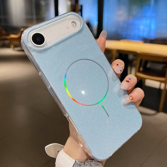 For iPhone Air Glitter Powder Plating MagSafe IMD Full Coverage Phone Case(Blue) - iPhone Air Cases by buy2fix | Online Shopping UK | buy2fix