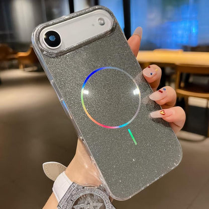 For iPhone Air Glitter Powder Plating MagSafe IMD Full Coverage Phone Case(Black) - iPhone Air Cases by buy2fix | Online Shopping UK | buy2fix