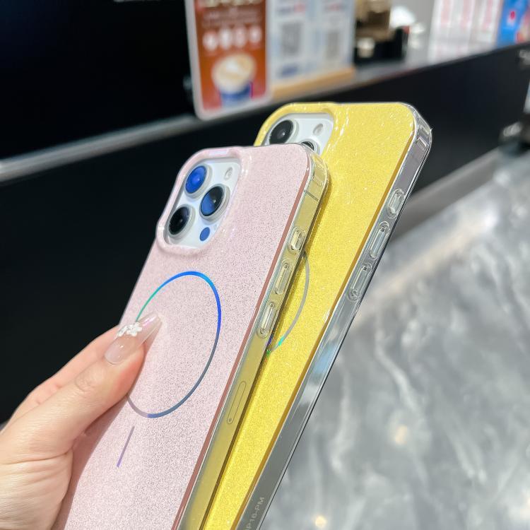 For iPhone Air Glitter Powder Plating MagSafe IMD Full Coverage Phone Case(Orange) - iPhone Air Cases by buy2fix | Online Shopping UK | buy2fix