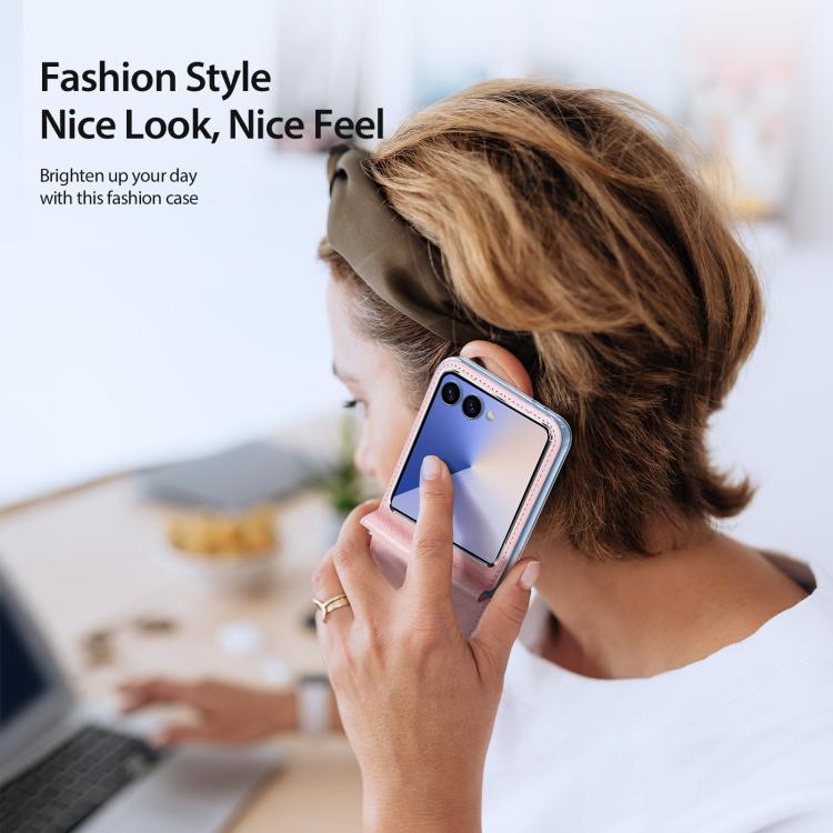 For Samsung Galaxy Z Flip7 5G DUX DUCIS Bril Series PU + TPU Phone Case(Pink) - Galaxy Z Flip7 5G Cases by DUX DUCIS | Online Shopping UK | buy2fix