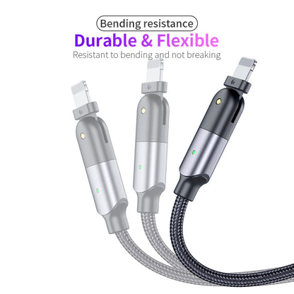 FXCL-WY0G 2.4A USB to 8 Pin 180 Degree Rotating Elbow Charging Cable, Length:1.2m(Grey) by buy2fix