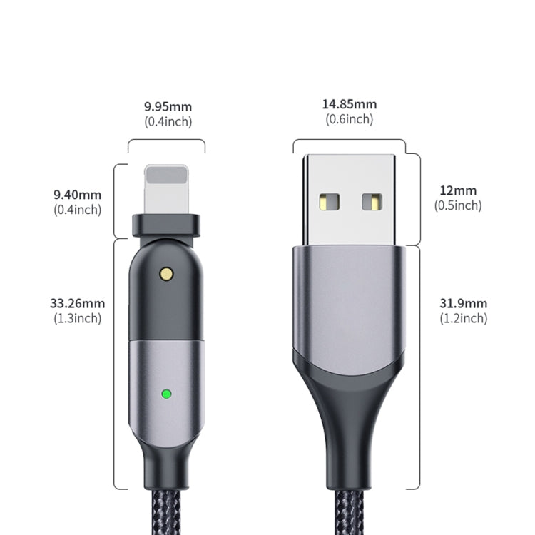 FXCL-WY0G 2.4A USB to 8 Pin 180 Degree Rotating Elbow Charging Cable, Length:1.2m(Grey) by buy2fix