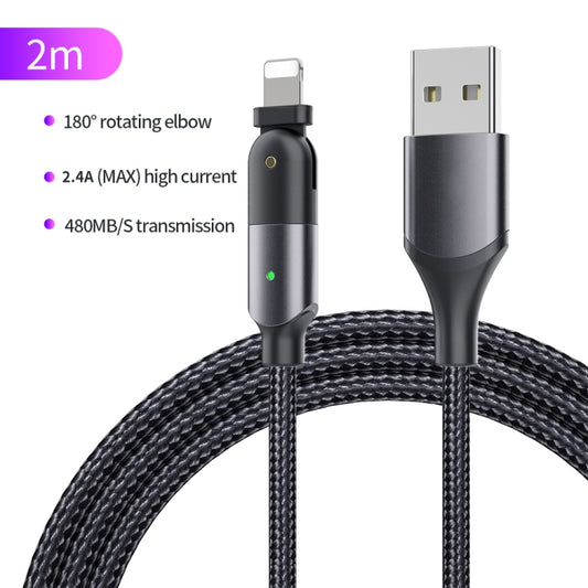 FXCL-WYA0G 2.4A USB to 8 Pin 180 Degree Rotating Elbow Charging Cable, Length:2m(Grey) by buy2fix