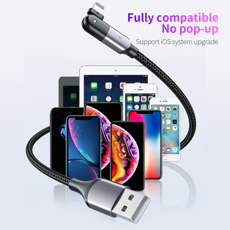 FXCL-WYA0G 2.4A USB to 8 Pin 180 Degree Rotating Elbow Charging Cable, Length:2m(Grey) by buy2fix