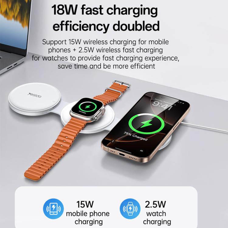 Yesido DS29 5 in 1 Foldable Wireless Charger for Phone / Watch / Earphone(White) - Wireless Charger by Yesido | Online Shopping UK | buy2fix