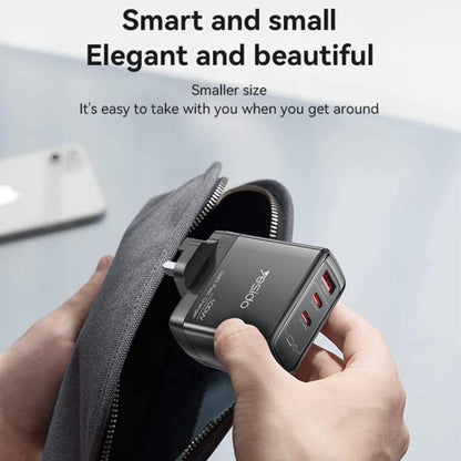 Yesido YC95 PD100W 2 USB-C , USB-A Three Ports GaN Fast Charger, Plug:UK Plug(Black) - USB Charger by Yesido | Online Shopping UK | buy2fix